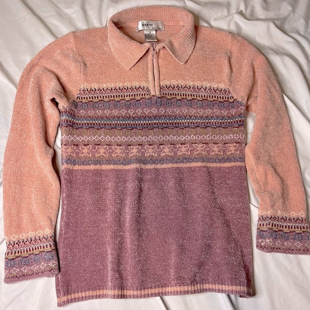 Salmon color fuzzy sweater top